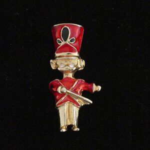 Vintage Little Drummer Boy rhinestone & enamel Pin